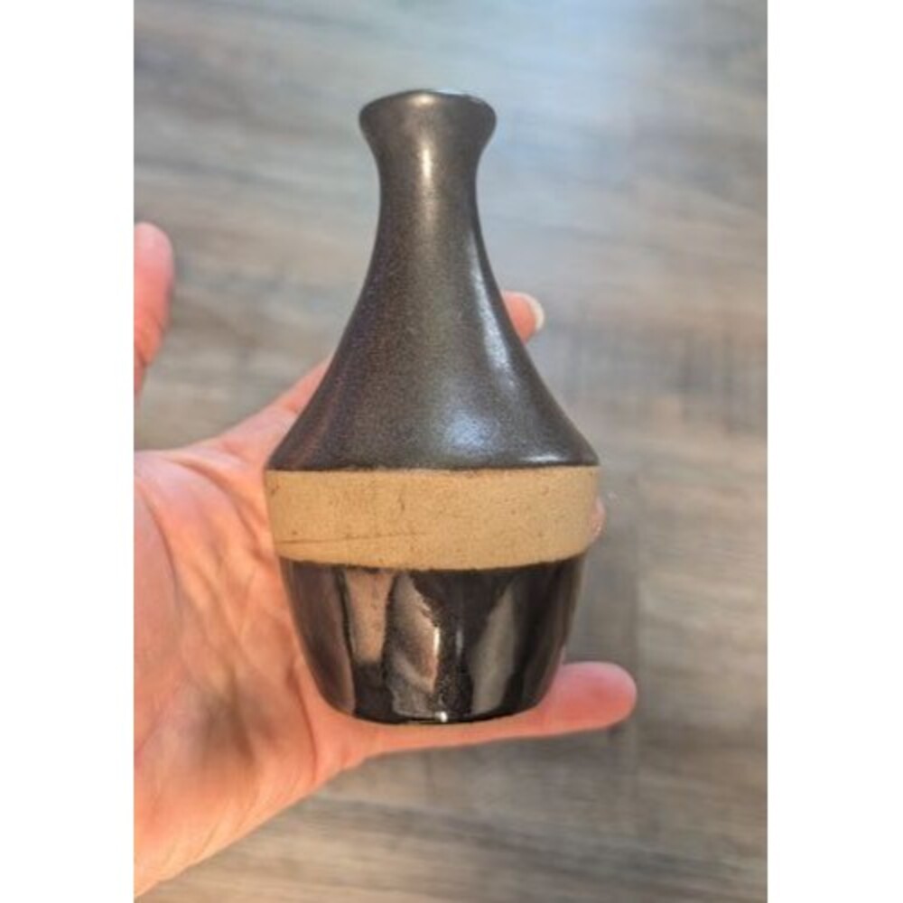 Studio Pottery Bud Vase Two Toned Glaze Hand Thrown Stoneware 5"